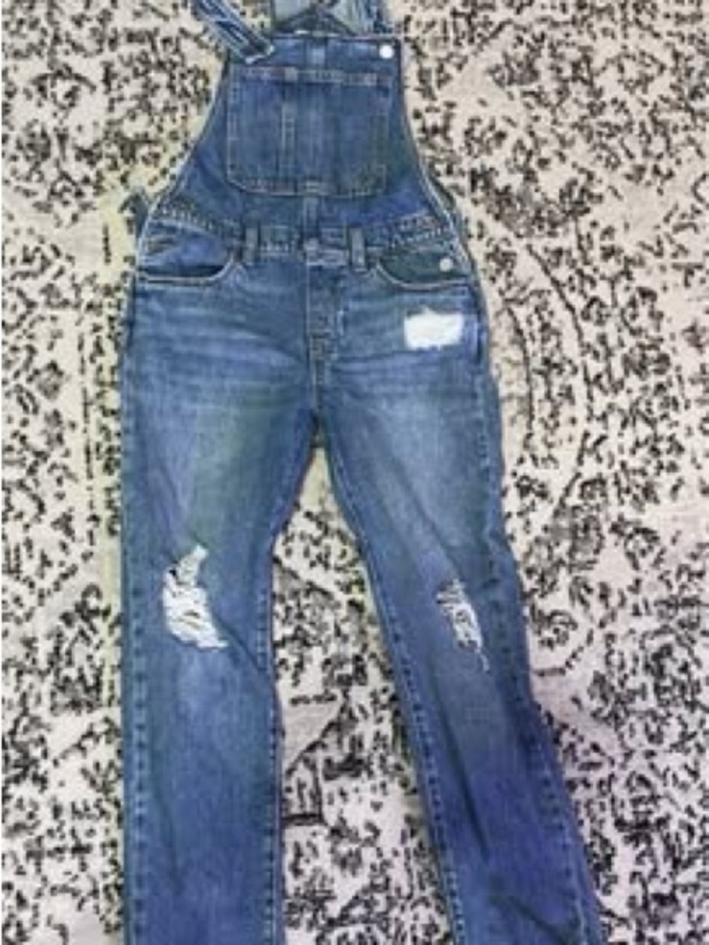 Denim Distressed Kids Overalls - Blue